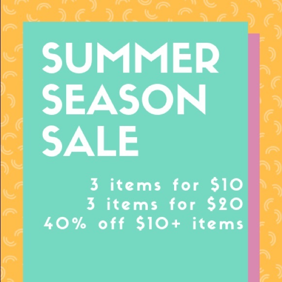 Other - 3 for $10; 3 for $20; 40% off items $10 or more. Other - 3 for $10; 3 for $20; 40% off items $10 or more.